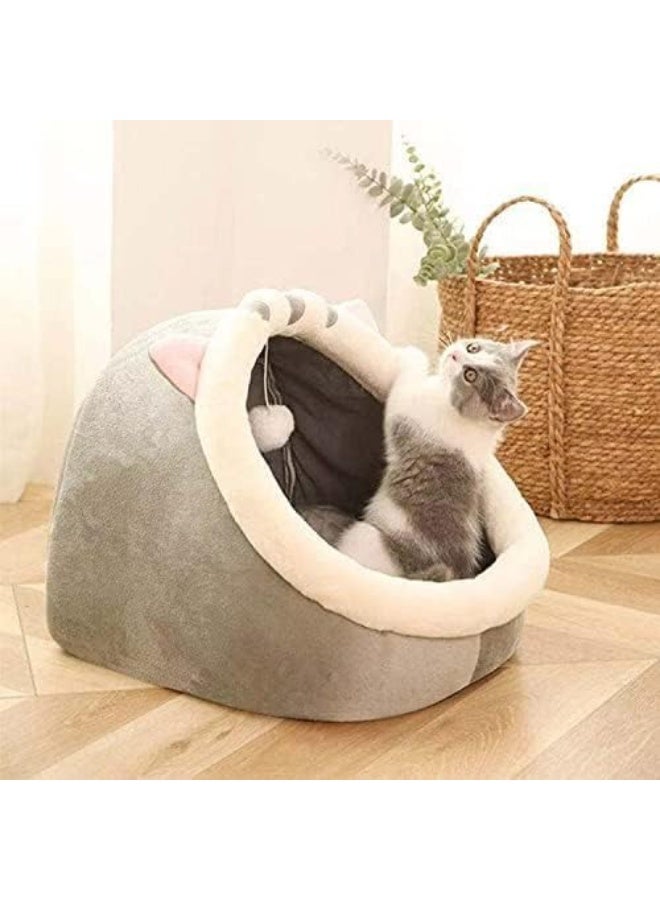 Queens Kitten Bed Pet Cave Bed with Anti-Slip Bottom, for All Kittens & Small Dogs, Pet Bed with Removable Washable Cushion, Soft Calming Bed with Hanging Toy Ideal for Cats and Puppy. - Image 3